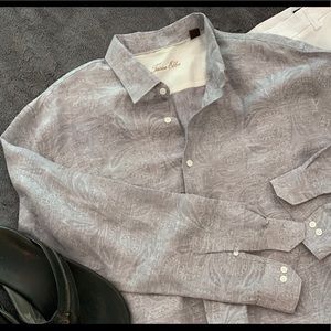Tasso Elba patterned linen button down shirt XXL